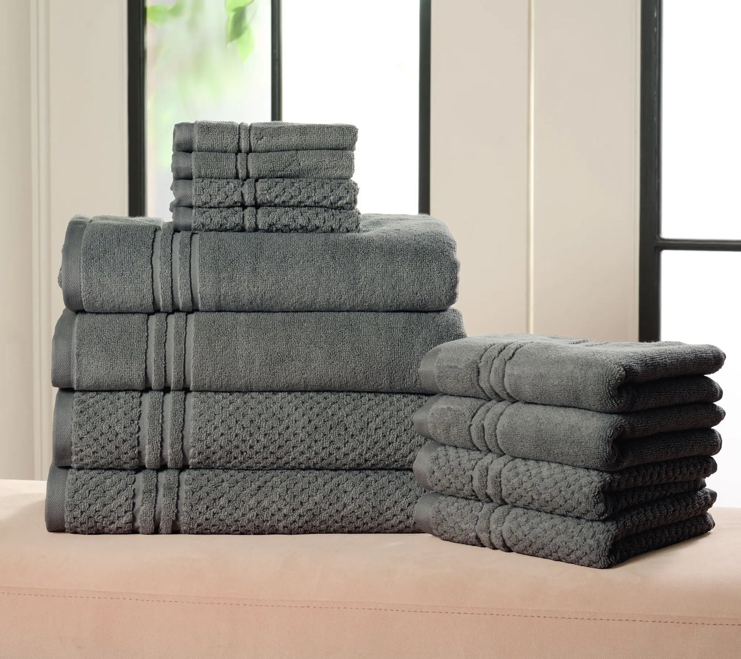 100% Cotton 12-Piece Towel Set for Luxury & Absorbency