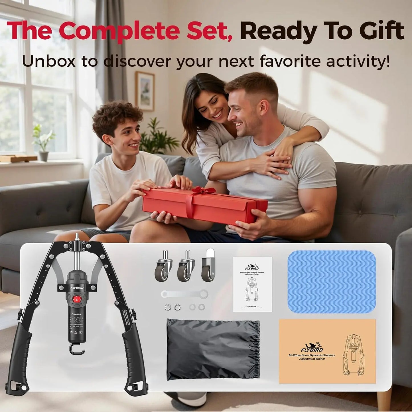 2-in-1 Home Gym Chest Trainer 22-440lbs Arm Exerciser & Roller