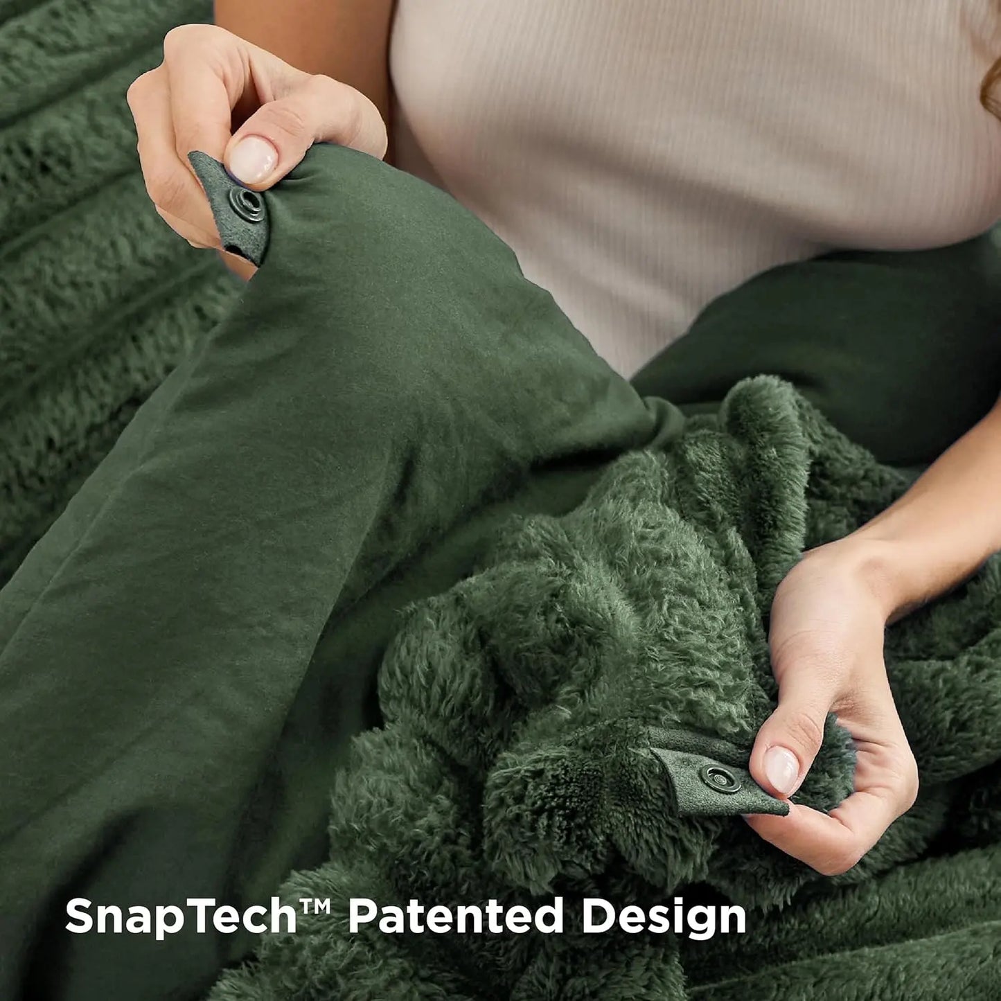 SnapTech 2-in-1 Comforter Set 6 Pieces — Gentlesoft All Season with Detachable Fluffy Blanket
