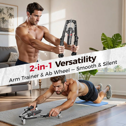 2-in-1 Home Gym Chest Trainer 22-440lbs Arm Exerciser & Roller